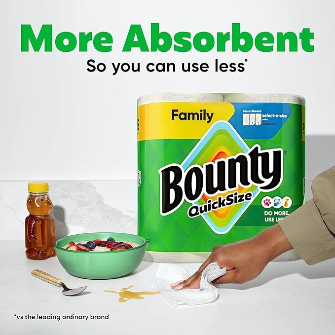 Bounty Jiabao Quick Size Paper Towels, White, 8 Rolls