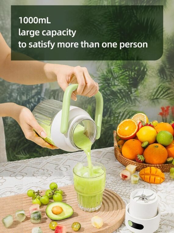Portable Blender, Personal Blender for Smoothies and Shakes, Cordless, 33 BPA Sniffer Container, 18000RPM Motor, Leak-proof Lid with Straw Spout, USB-C Rechargeable, Easy-Clean Parts (Green)