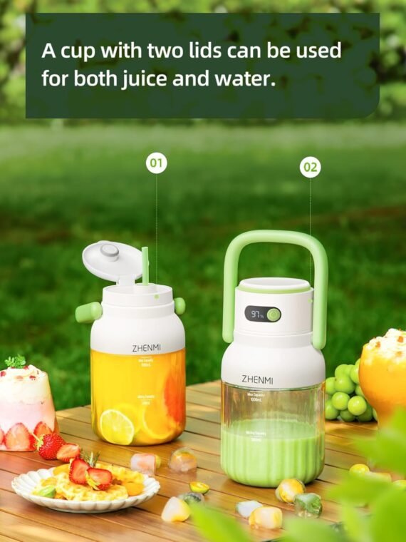 Portable Blender, Personal Blender for Smoothies and Shakes, Cordless, 33 BPA Sniffer Container, 18000RPM Motor, Leak-proof Lid with Straw Spout, USB-C Rechargeable, Easy-Clean Parts (Green)