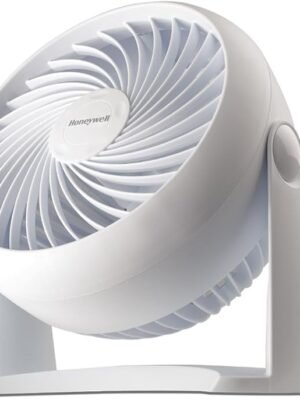 Honeywell TurboForce Air Circulator, Small Tabletop Fan, Quiet Personal Fan for Home or Office, 3 Speeds, 90 Degree Pivoting Head, White, HT-904
