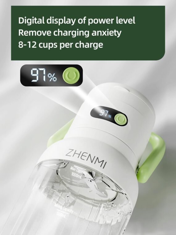 Portable Blender, Personal Blender for Smoothies and Shakes, Cordless, 33 BPA Sniffer Container, 18000RPM Motor, Leak-proof Lid with Straw Spout, USB-C Rechargeable, Easy-Clean Parts (Green)