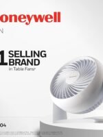 Honeywell TurboForce Air Circulator, Small Tabletop Fan, Quiet Personal Fan for Home or Office, 3 Speeds, 90 Degree Pivoting Head, White, HT-904