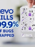 Zevo 4 Flying Insect Traps & 4 Cartridges - Plug In Fly Trap & Indoor Bug Catcher for Gnats, House & Fruit Flies - Mess-Free - Use in Any Room - Uses Blue & UV Light (4 Plug In Devices & 4 Cartridges)