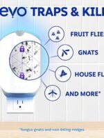 Zevo 4 Flying Insect Traps & 4 Cartridges - Plug In Fly Trap & Indoor Bug Catcher for Gnats, House & Fruit Flies - Mess-Free - Use in Any Room - Uses Blue & UV Light (4 Plug In Devices & 4 Cartridges)