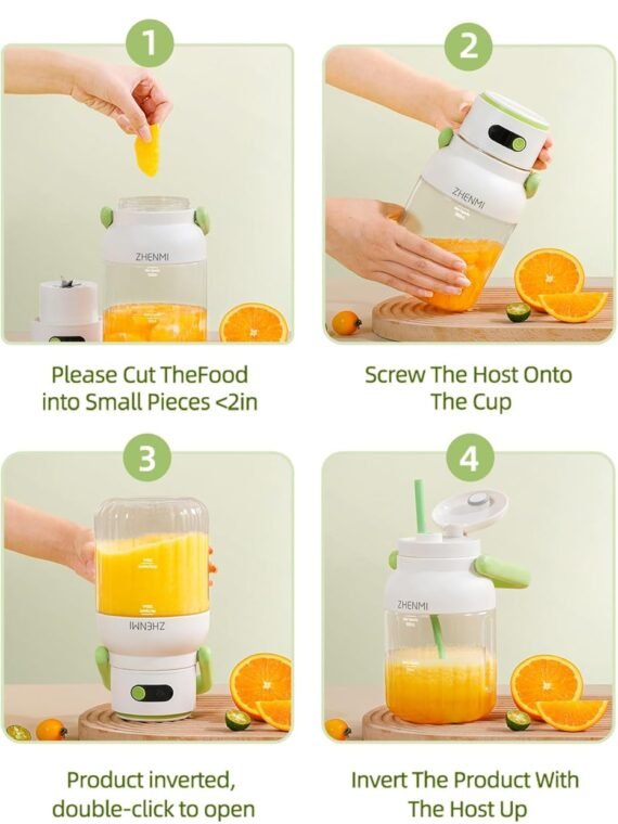 Portable Blender, Personal Blender for Smoothies and Shakes, Cordless, 33 BPA Sniffer Container, 18000RPM Motor, Leak-proof Lid with Straw Spout, USB-C Rechargeable, Easy-Clean Parts (Green)