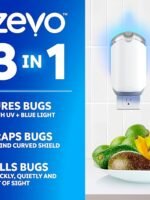 Zevo 4 Flying Insect Traps & 4 Cartridges - Plug In Fly Trap & Indoor Bug Catcher for Gnats, House & Fruit Flies - Mess-Free - Use in Any Room - Uses Blue & UV Light (4 Plug In Devices & 4 Cartridges)