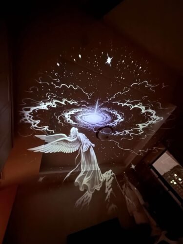 Galaxy Projector, 2-in-1 Starry Sky Projector & Night Light, 360° Adjustable LED Space Galaxy Lamp, Milky Way Mood Lighting, HD Image Star Projectors for Bedroom Hallway Ceiling Decor (12Pcs) photo review