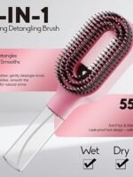 Spray Hair Brush with Fine Continuous Mist for Frizz & Static Control, 2-in-1 Detangling Hair Brush for Dry, Flyaway & Tangled Hair, Wet or Dry Styling Brush for Women, Pink