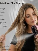 Spray Hair Brush with Fine Continuous Mist for Frizz & Static Control, 2-in-1 Detangling Hair Brush for Dry, Flyaway & Tangled Hair, Wet or Dry Styling Brush for Women, Pink