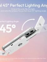 Ulanzi GL01 Magnetic Selfie Light – Dual LED Fill Light for Top/Bottom of Phone, Retractable Arm, Dimmable (2500K-6500K), Portable Vlog Light; Compatible with iPhone 17 Pro and smaller models (Not compatible with Pro Max) – White