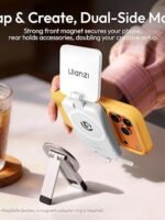 Ulanzi GL01 Magnetic Selfie Light – Dual LED Fill Light for Top/Bottom of Phone, Retractable Arm, Dimmable (2500K-6500K), Portable Vlog Light; Compatible with iPhone 17 Pro and smaller models (Not compatible with Pro Max) – White