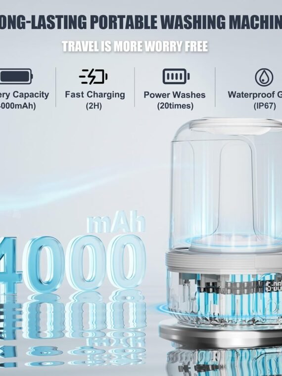 Upgraded 1.5L Mini Portable Underwear Washing Machine – Rechargeable, Deep-Cleaning Washer for Small Garments; Suitable for Apartments, Dorms, RVs, Travel, and Hotels (White)