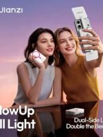 Ulanzi GL01 Magnetic Selfie Light – Dual LED Fill Light for Top/Bottom of Phone, Retractable Arm, Dimmable (2500K-6500K), Portable Vlog Light; Compatible with iPhone 17 Pro and smaller models (Not compatible with Pro Max) – White