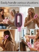 Spray Hair Brush with Fine Continuous Mist for Frizz & Static Control, 2-in-1 Detangling Hair Brush for Dry, Flyaway & Tangled Hair, Wet or Dry Styling Brush for Women, Pink