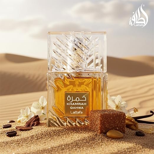Lattafa Khamrah Qahwa -Vanilla, warm spice, cinnamon, sweet – Long-lasting Eau de Toilette, unisex, 3.4 oz / 100 ml.