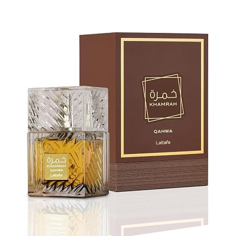Lattafa Khamrah Qahwa -Vanilla, warm spice, cinnamon, sweet – Long-lasting Eau de Toilette, unisex, 3.4 oz / 100 ml.